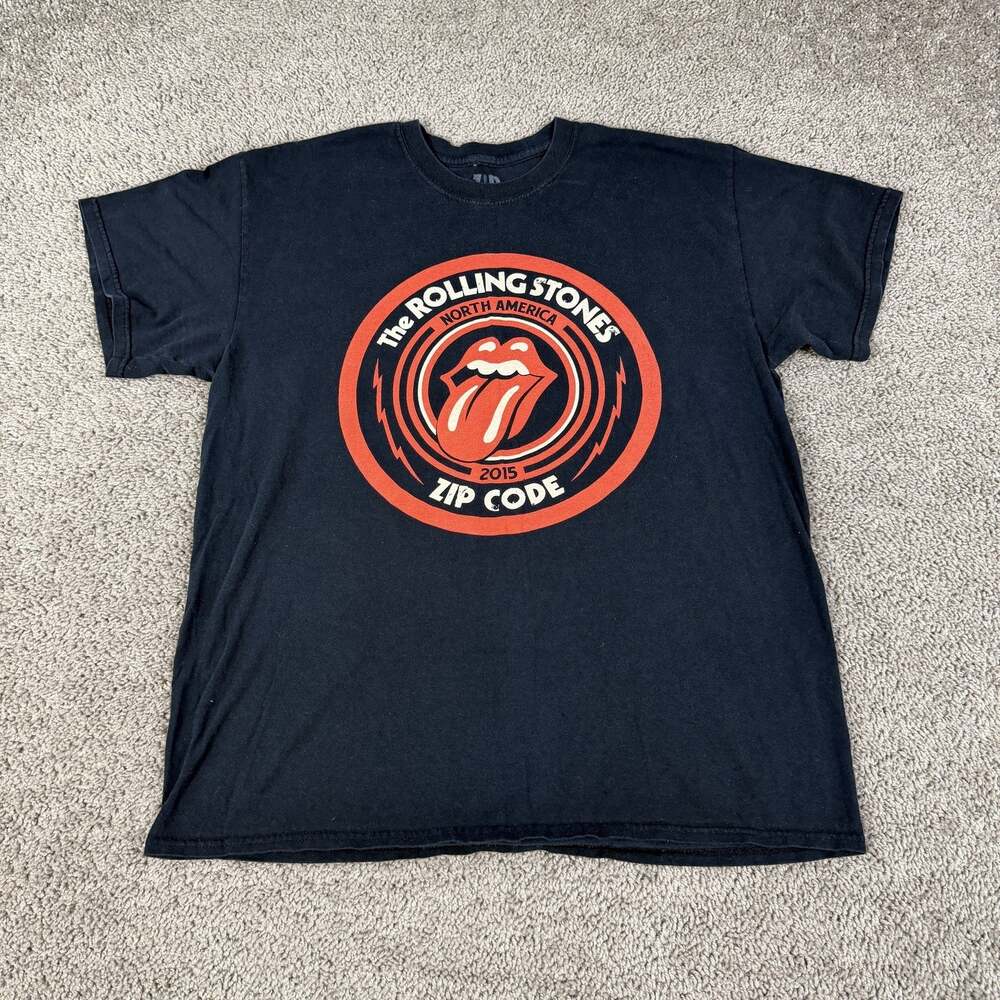 The Rolling Stones Shirt Mens L Black Zip Code Tour Graphic Crew Neck Tagless